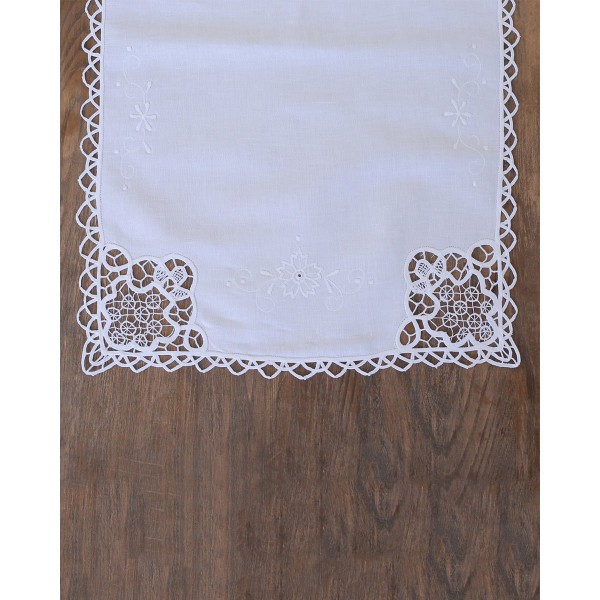 Βαμβακερό Λευκό Πετσετάκι με Δαντέλα Κηπούρ 40x40cm 40x40cm Άσπρο