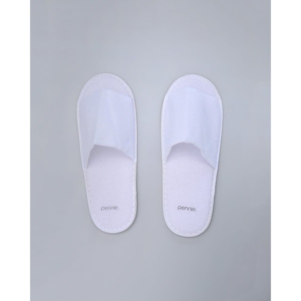 Πετσετέ Ανοιχτές Μπροστά Παντόφλες Slipper  One Size Άσπρο