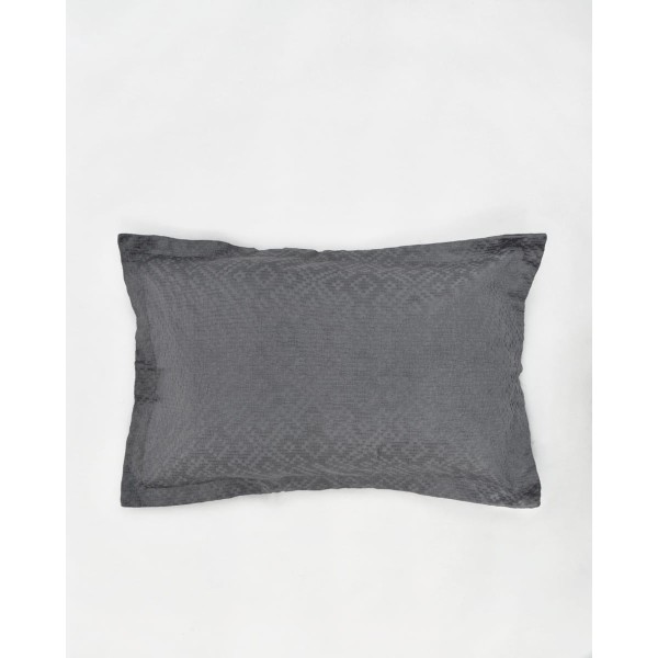 Βαμβακερή Πετροπλυμένη Πικέ Oxford Μαξιλαροθήκη με Σχέδιο Aztec Tourmali σε 4 Αποχρώσεις 52x75+5cm Ανθρακί