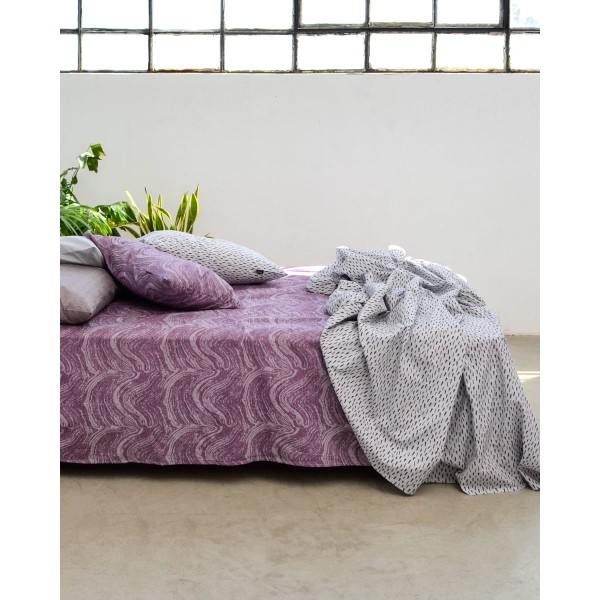 Βαμβακερό Εμπριμέ Πανωσέντονο Physalis σε 2 Αποχρώσεις Μονή (160x263cm) Μελιτζανί