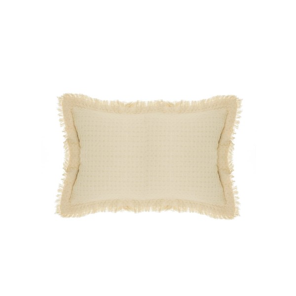 Βαμβακερή Πικέ Μαξιλαροθήκη με Κρόσσια Carlos σε 7 Αποχρώσεις 50x70cm 50x70cm Πούδρα