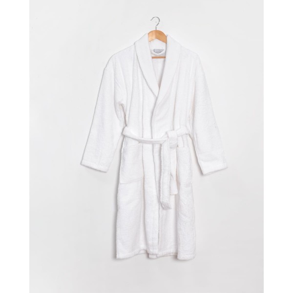 Βαμβακερό Πετσετέ Λευκό Μπουρνούζι με Πικέ Γιακά Capital S/M Άσπρο