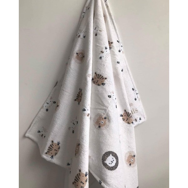 Βαμβακερή Παιδική Πετσέτα Θαλάσσης Wild Animals 70x150cm Θαλάσσης | 70x150cm Μπεζ