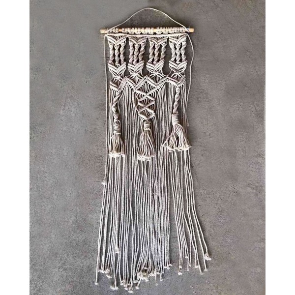 Boho Διακοσμητικό Τοίχου Macrame 3 Πλεξούδες Juanita 33x73cm Natural