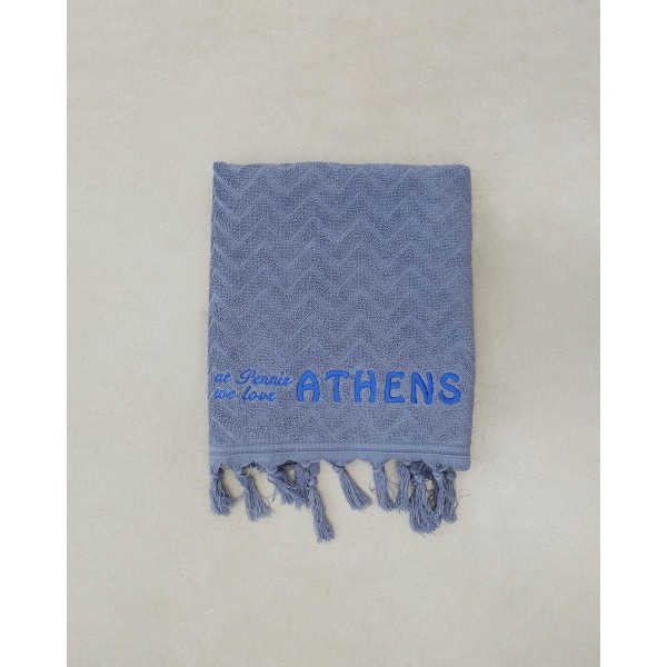 Βαμβακερή Πετσέτα At Pennie We Love Athens Χειρός | 30x50cm Μπλε Raf