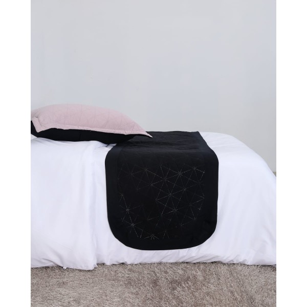 Microsilk Καπιτονέ Δίχρωμη Τραβέρσα με Φραμπαλά Horizon 5 αποχρώσεις. Τραβέρσα | 60x170cm Μαύρο