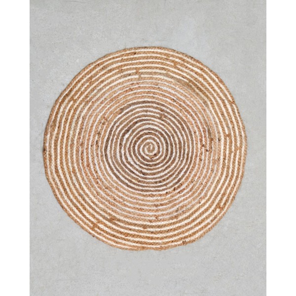 Ψάθα Πλεκτό Οικολογικό Δίχρωμο Στρογγυλό Χαλί Γιούτας Bohemia Διάμετρος 150cm