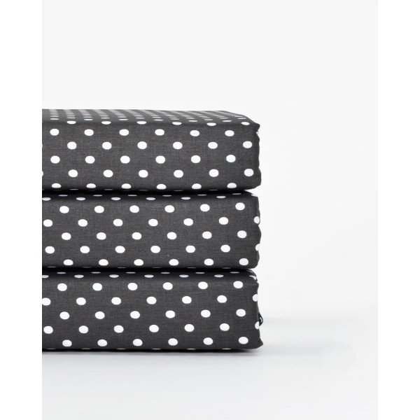 Βαμβακερό Πουά Σεντόνι με Λάστιχο Christopher σε 4 Αποχρώσεις Super Υπέρδιπλη (180x200+32cm) Μαύρο