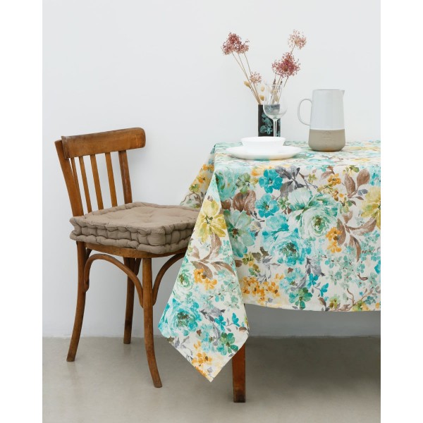 Τραπεζομάντηλο Φλοράλ Araia 2 ατόμων | 90x90cm Άκουα