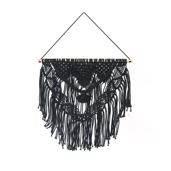 Boho Διακοσμητικό Τοίχου Βαμβακερό Macrame Rohan σε 2 Αποχρώσεις 80x80cm Μαύρο