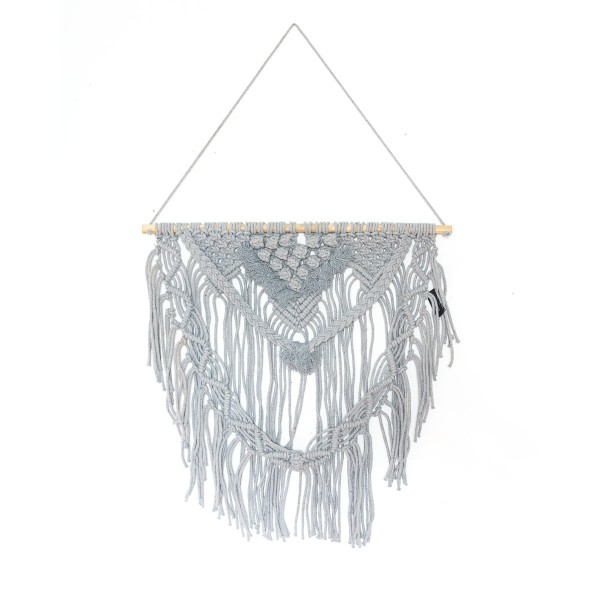 Boho Διακοσμητικό Τοίχου Βαμβακερό Macrame Rohan σε 2 Αποχρώσεις 80x80cm Γκρι