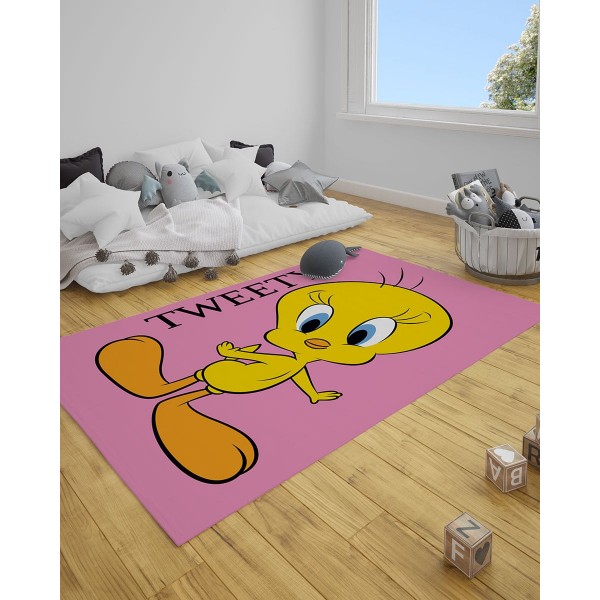 Παιδικό Χαλί Tweety Des.2 Warner Bros σε 2 Διαστάσεις 55x85cm Λιλά