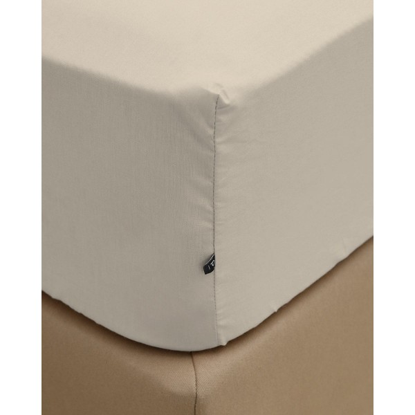 Βαμβακερό Σεντόνι με Λάστιχο Daker Υπέρδιπλη (160x200+32cm) Μπεζ