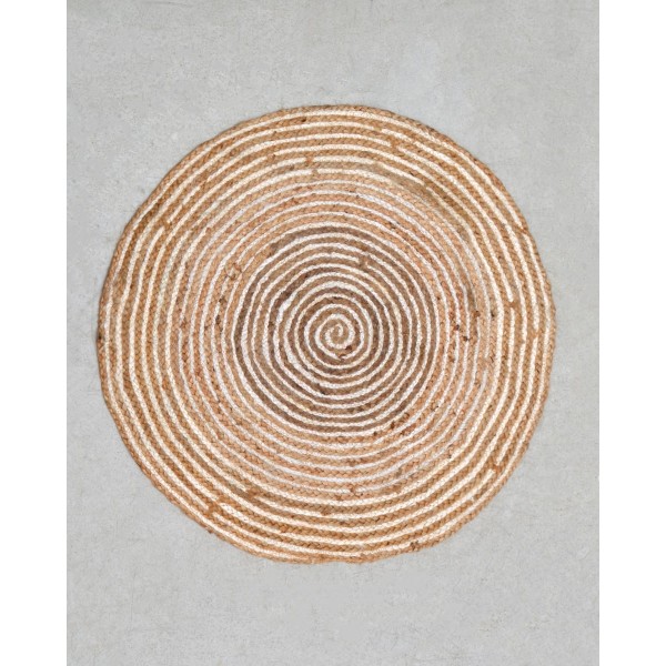 Ψάθα Πλεκτό Οικολογικό Δίχρωμο Στρογγυλό Χαλί Γιούτας Bohemia Διάμετρος 200cm