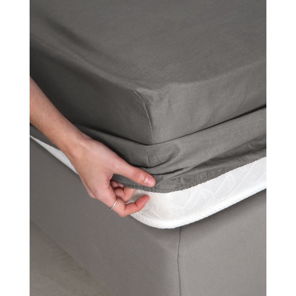 Βαμβακερό Σεντόνι με Λάστιχο Daker Ημίδιπλη (120x200+32cm) Ανθρακί