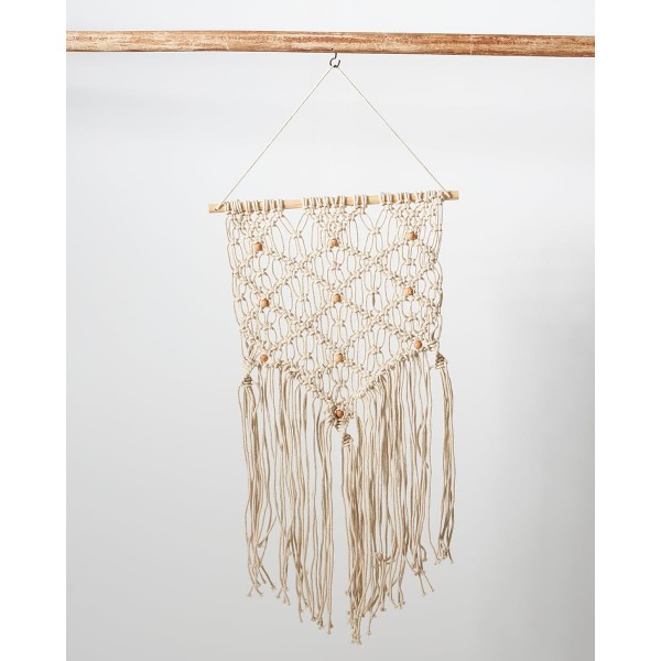 Boho Διακοσμητικό Τοίχου Macrame 3 Πλεξούδες Anusha 40x70cm 40x70cm Εκρού