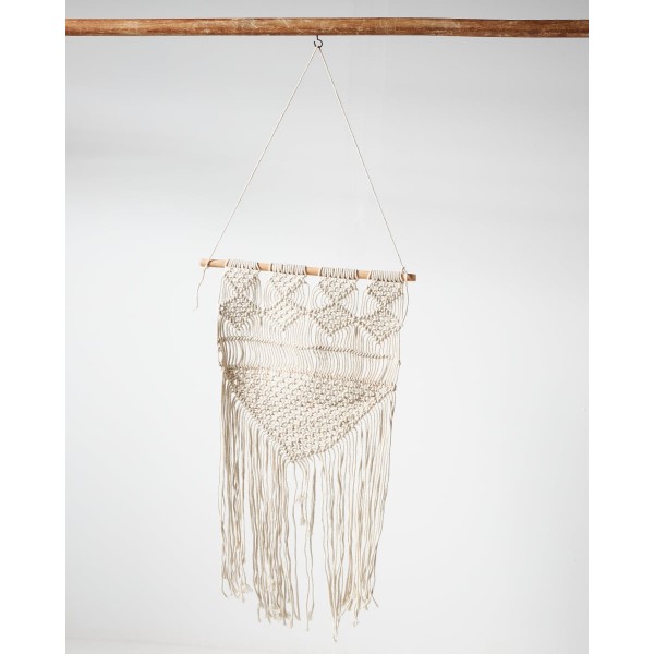 Boho Διακοσμητικό Τοίχου Macrame με Κρόσσια Navi 40x70cm 40x70cm Μπεζ