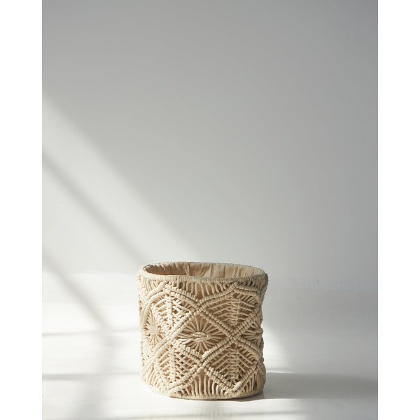 Διακοσμητικό Boho Macrame Γυάλινο Καλάθι Lennox 25.4x25.4cm
