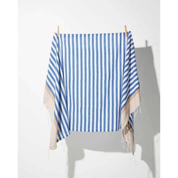 Ριγέ Πετσέτα Παρεό με Κρόσσι Akau σε 2 Αποχρώσεις 90x170cm Παρεό | 90x170cm Μπεζ