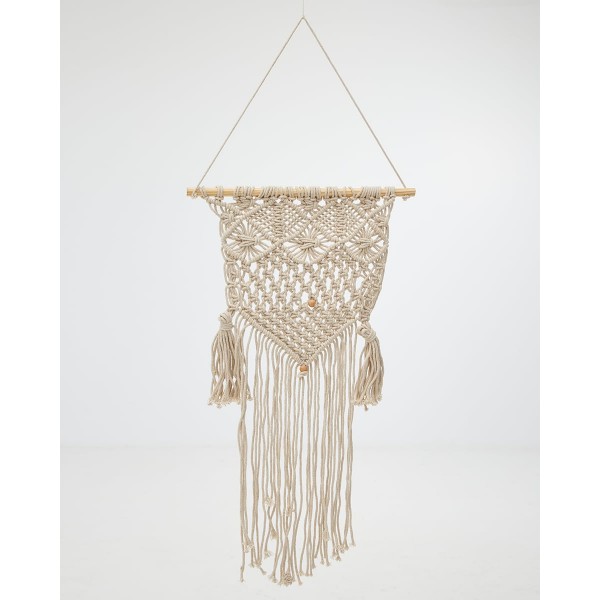 Boho Διακοσμητικό Τοίχου Macrame με Φούντες Ishara 40x70cm 40x70cm Εκρού