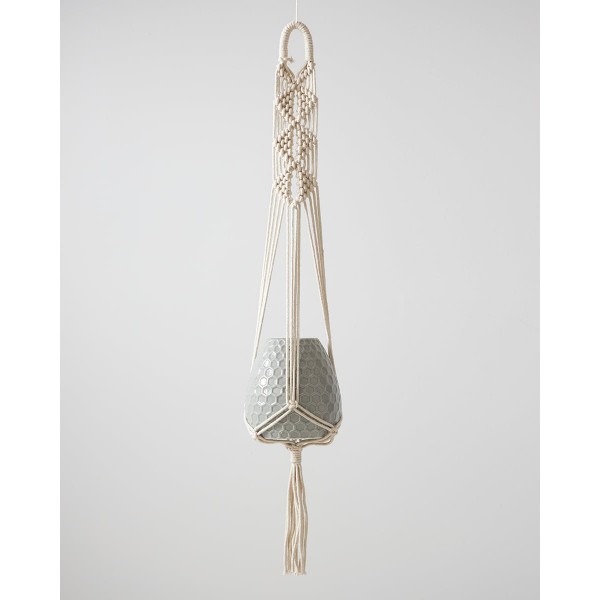 Boho Βαμβακερό Χειροποίητο Macrame Για Γλάστρα Cedar 99cm Μπεζ