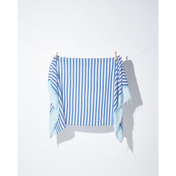 Ριγέ Πετσέτα Παρεό με Κρόσσι Akau σε 2 Αποχρώσεις 90x170cm Παρεό | 90x170cm Τιρκουάζ