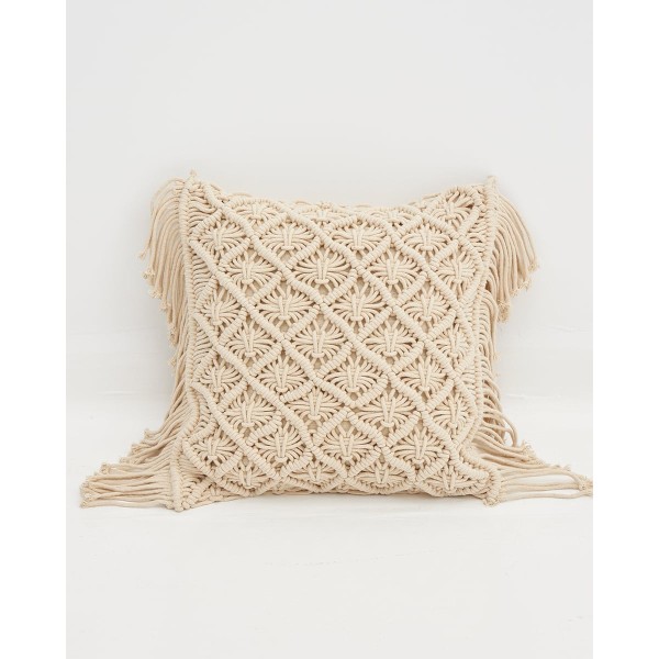 Boho Βαμβακερή Macrame Μαξιλαροθήκη Φιγούρας Edelma 45x45cm 45x45cm Μπεζ