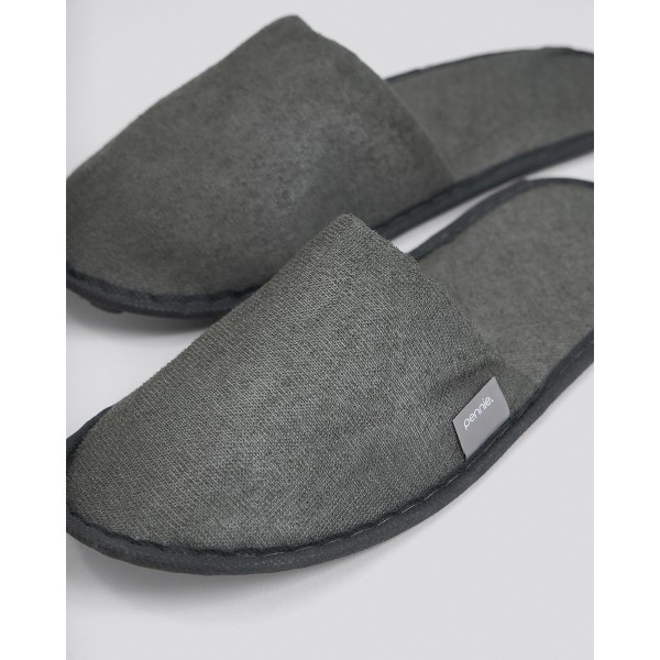Πετσετέ Γκρι Κλειστές Λεπτές Παντόφλες Slipper One Size Γκρι