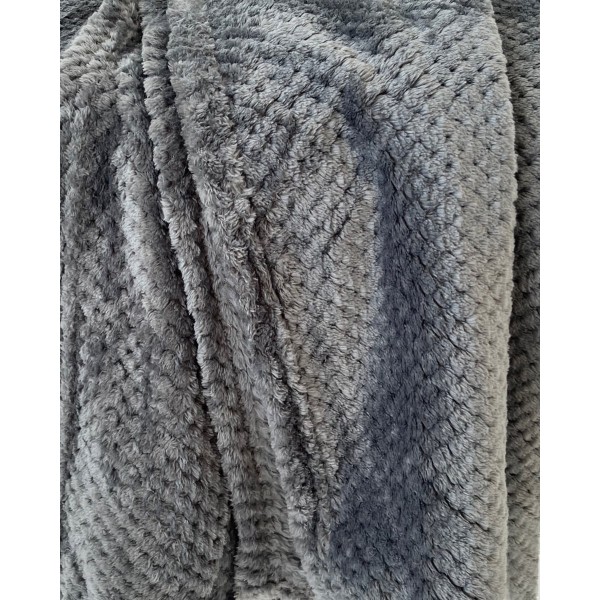 Βελουτέ Κουβέρτα Ανάγλυφη Coral Fleece Minthi 150x210cm Μονή (150x210cm) Ανθρακί
