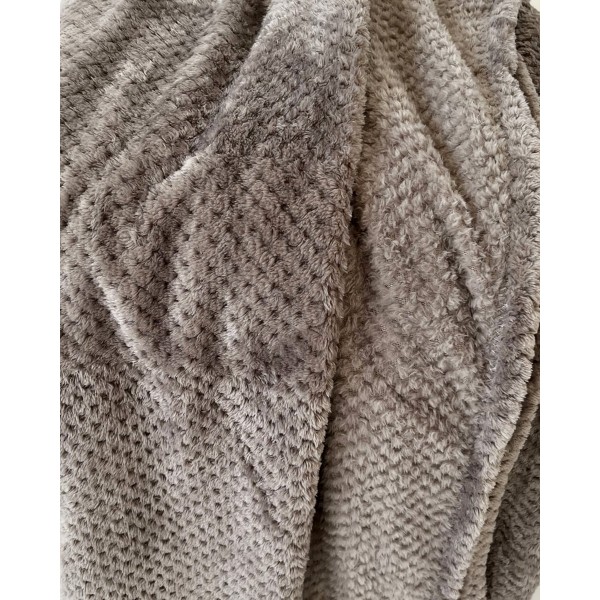 Βελουτέ Κουβέρτα Ανάγλυφη Coral Fleece Minthi 150x210cm Μονή (150x210cm) Γκρι - Μπεζ