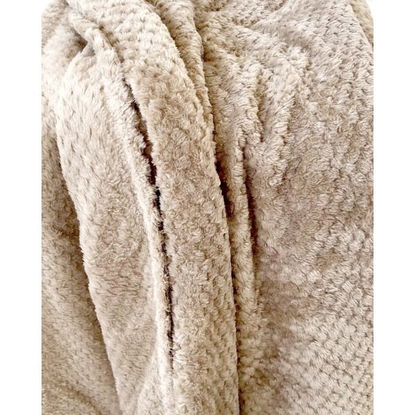 Βελουτέ Κουβέρτα Ανάγλυφη Coral Fleece Minthi 150x210cm Μονή (150x210cm) Μπεζ Απαλό