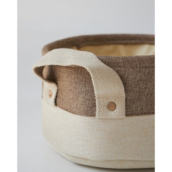 Boho Οικολογικό Μπεζ Καλάθι με Καφέ Φάσα Mabel 3 Μεγέθη Μεγάλο Μπεζ