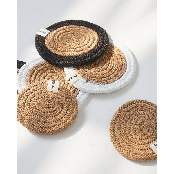 Boho Natural Πλεκτό Οικολογικό Σουβέρ με Φάσα Lona 11x11cm One Size (11x11cm) Άσπρο