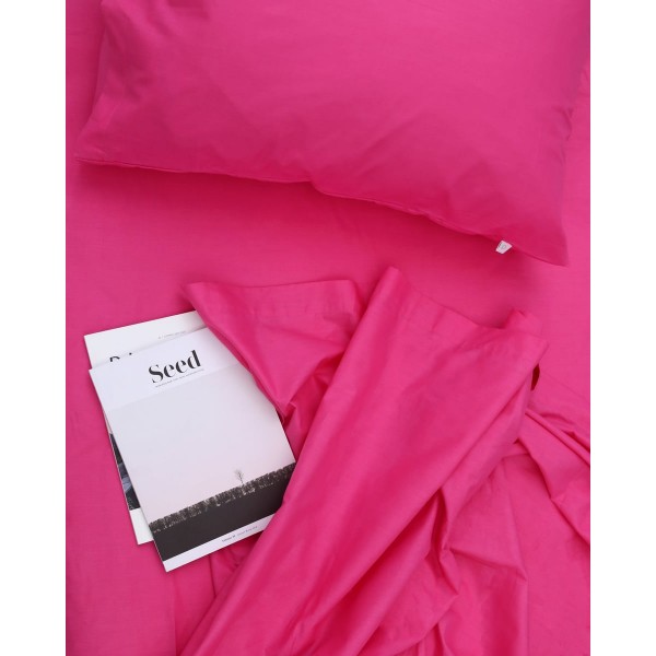 Βαμβακερό Σεντόνι με Λάστιχο Daker Υπέρδιπλη (160x200+32cm) Φούξια