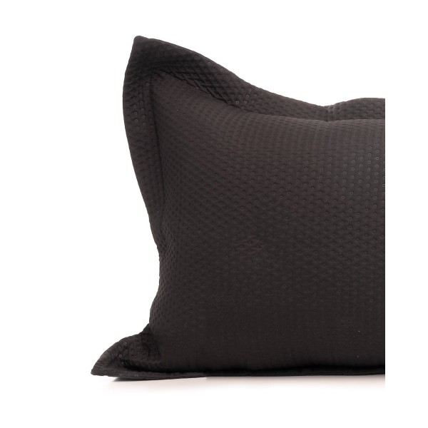 Microsilk Καπιτονέ Μονόχρωμη Oxford Μαξιλαροθήκη Virtuous σε 8 Αποχρώσεις 50x70+5cm 50x70 5cm Μαύρο