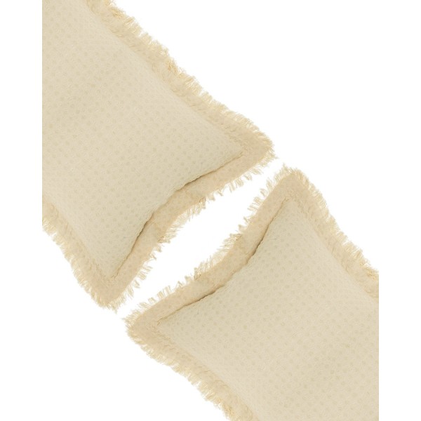 Βαμβακερή Πικέ Μαξιλαροθήκη με Κρόσσια Carlos σε 7 Αποχρώσεις 50x70cm 50x70cm Πούδρα