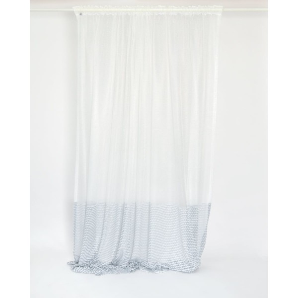 Έτοιμη Ραμμένη Κουρτίνα Belgium με Σχέδιο Pixel 280x280cm Φαρδύ Φύλλο (280x280cm) Μπλε Γκρι