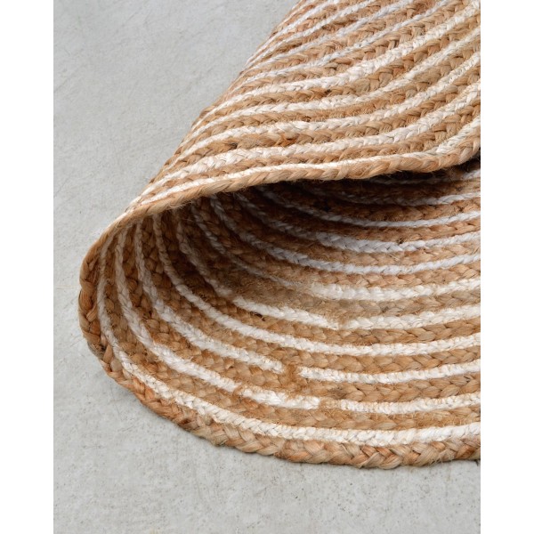 Ψάθα Πλεκτό Οικολογικό Δίχρωμο Στρογγυλό Χαλί Γιούτας Bohemia Διάμετρος 150cm