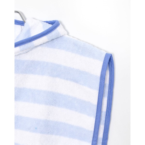 Βαμβακερό Βελουτέ Ζακάρ Παιδικό Πόντσο Πισίνας Ριγέ Hicky  One Size (45x50cm) Μπλε