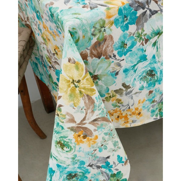 Τραπεζομάντηλο Φλοράλ Araia 6 ατόμων (140x180cm) Άκουα