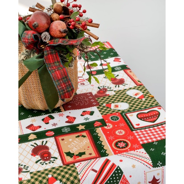 Χριστουγεννιάτικο Τραπεζομάντηλο Λονέτα Joyful Christmas 2 ατόμων (90x90cm) Γκρι απαλό