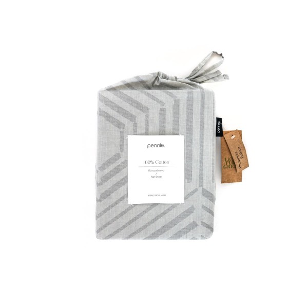 Βαμβακερό Εμπριμέ Πανωσέντονο Plumeria σε 2 Αποχρώσεις California King (270x263cm) Γκρι απαλό