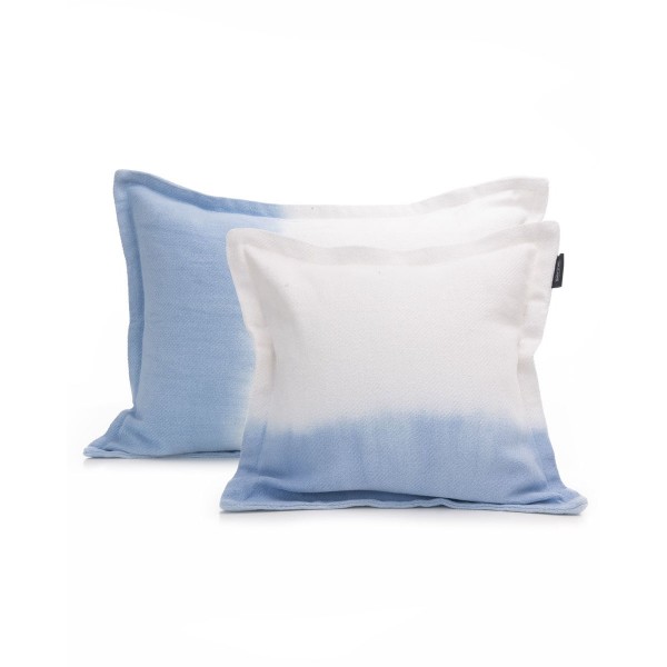 Βαμβακερή Oxford Μαξιλαροθήκη Καναπέ Δαπέδου με Φάσα Pluton 60x60 3cm Εκρού Μπλε