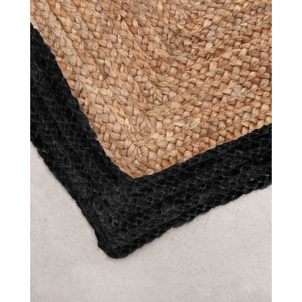 Πλεκτό Χαλάκι Γιούτα με Φάσα Norah 65x135cm Μαύρο