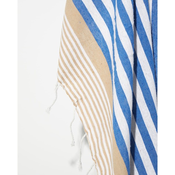 Ριγέ Πετσέτα Παρεό με Κρόσσι Akau σε 2 Αποχρώσεις 90x170cm Παρεό | 90x170cm Μπεζ