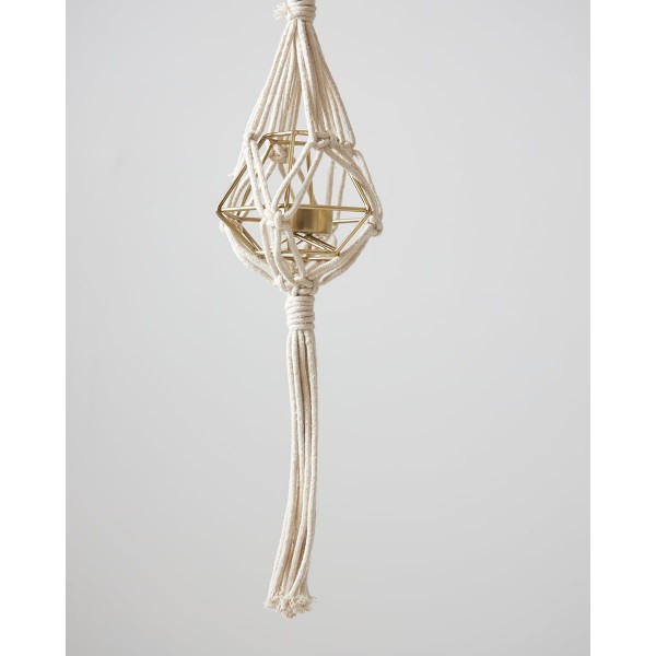 Boho Βαμβακερό Χειροποίητο Macrame Για Γλάστρα Elm 99cm Μπεζ