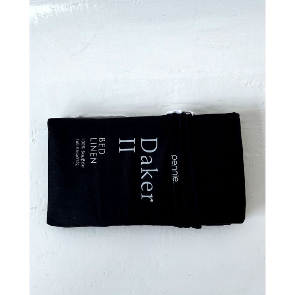 Βαμβακερό Σεντόνι με Λάστιχο Daker II Ημίδιπλη Μαύρο