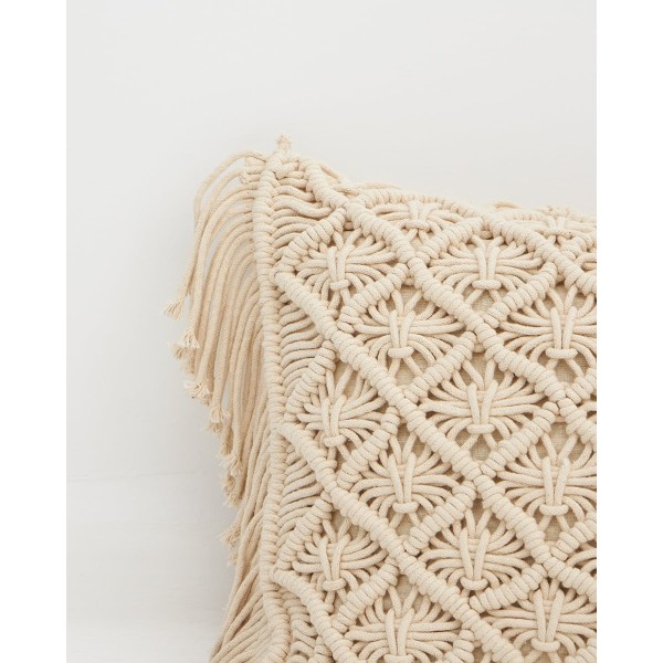 Boho Βαμβακερή Macrame Μαξιλαροθήκη Φιγούρας Edelma 45x45cm 45x45cm Μπεζ