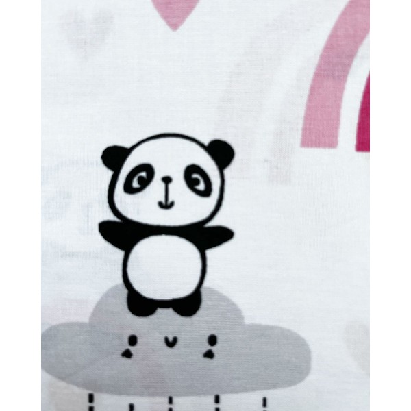 Βαμβακερή Βρεφική Μαξιλαροθήκη Sweet Panda 30x45cm 30x45cm Ροζ