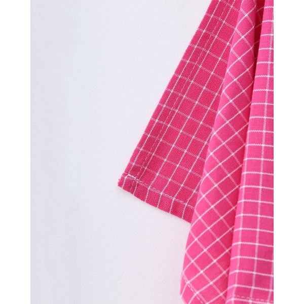 Σετ 2 τεμαχίων Βαμβακερό Καρώ Ποτηρόπανο Bazil 55x55cm Φούξια